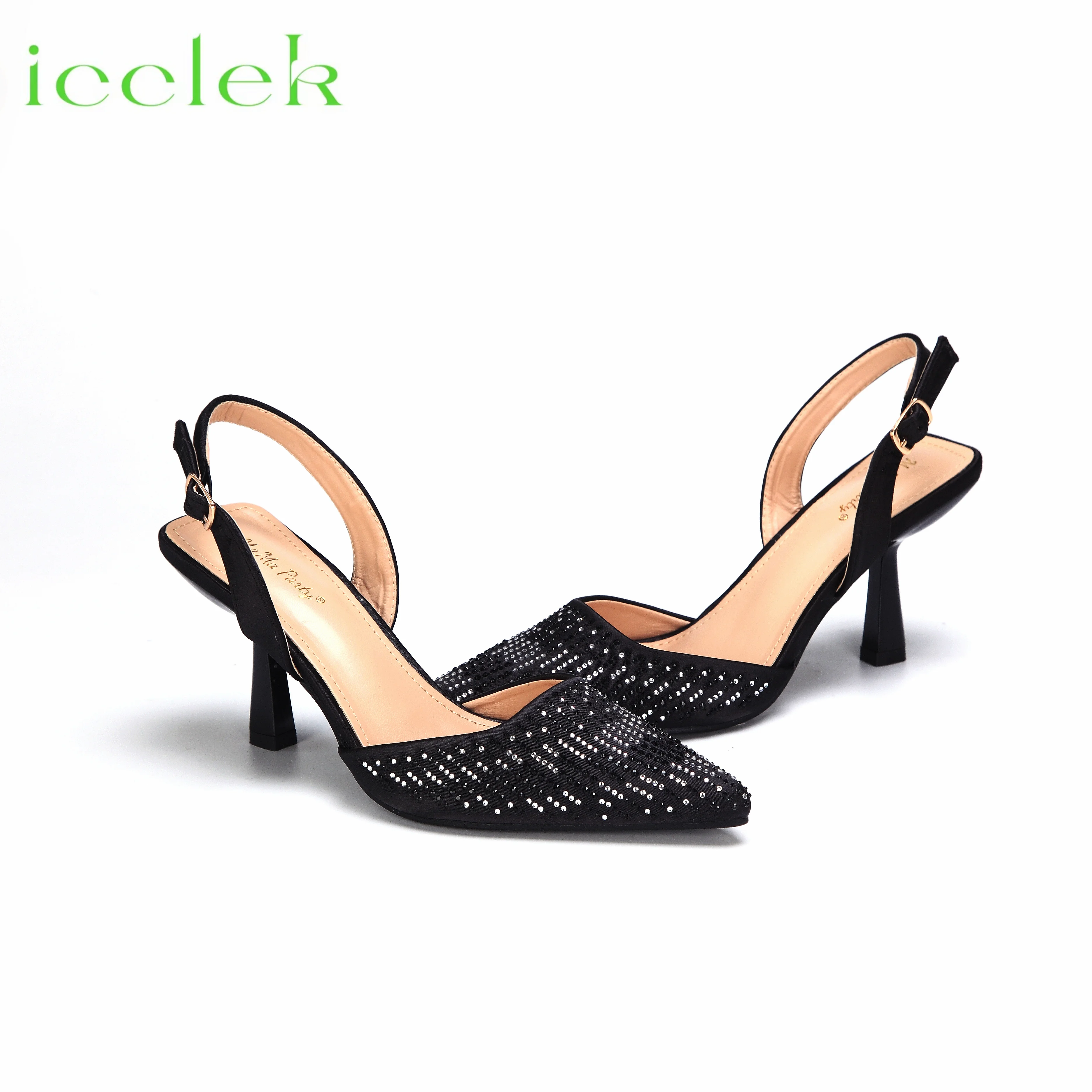 Black Color Pointed Toe Hot Selling 2024 Nigerian Ladies Shoes Matching Bag Set For Luxury Wedding Party Pump