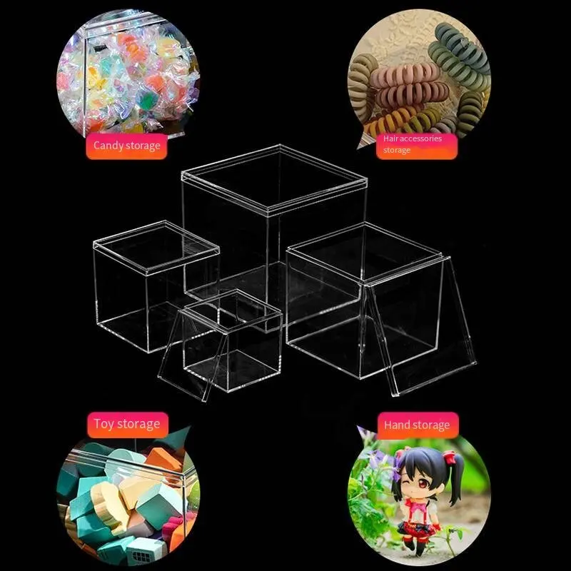 Transparent Acrylic Boxes With Cover Candy Storage Container Gift Packing Box Figure Toy Display Shelf Dustproof Storage Box