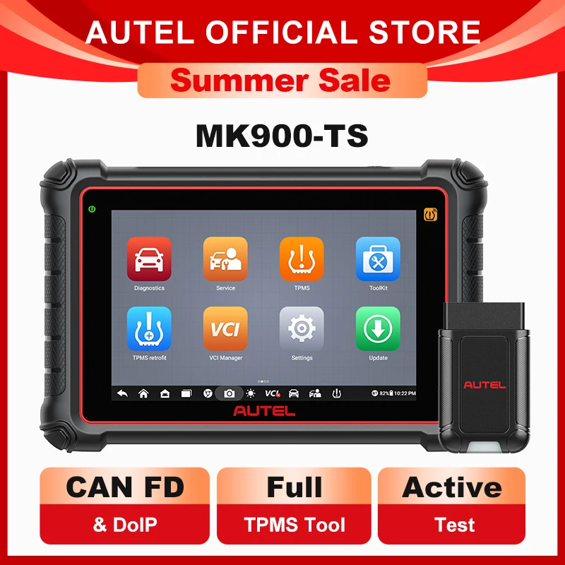Autel MaxiCOM MK900TS Diagnostic Scanner 8 Inch MK900-TS DoIP CAN FD Car TPMS Scan Tools 40+ Service Bidirectional Up of MK900BT