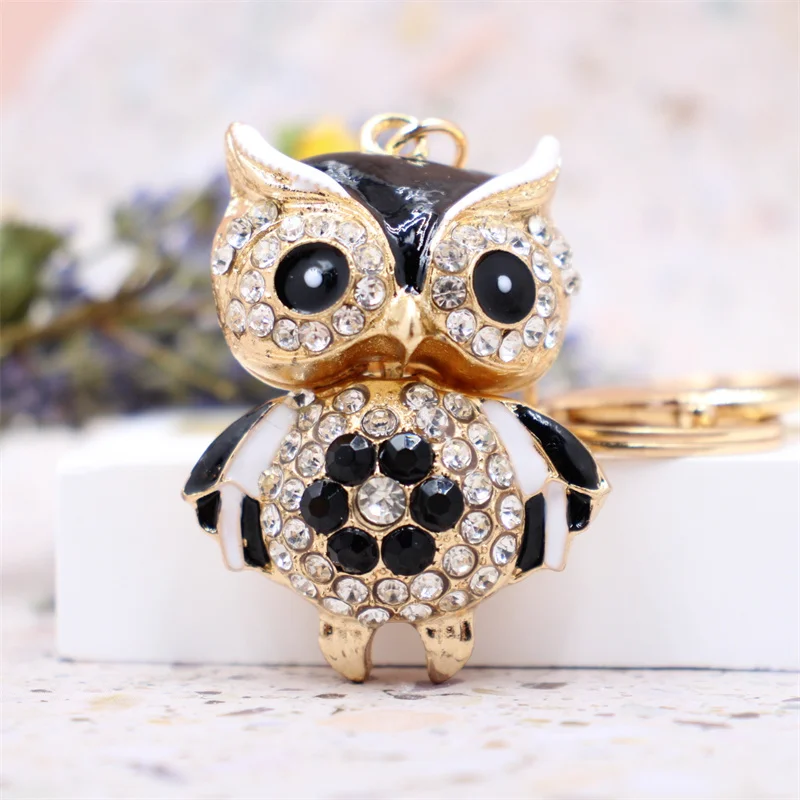 Lovely Owl Keychain Rhinestone Crystal Keyring Key Ring Chain Bag Charm Pendant Gift