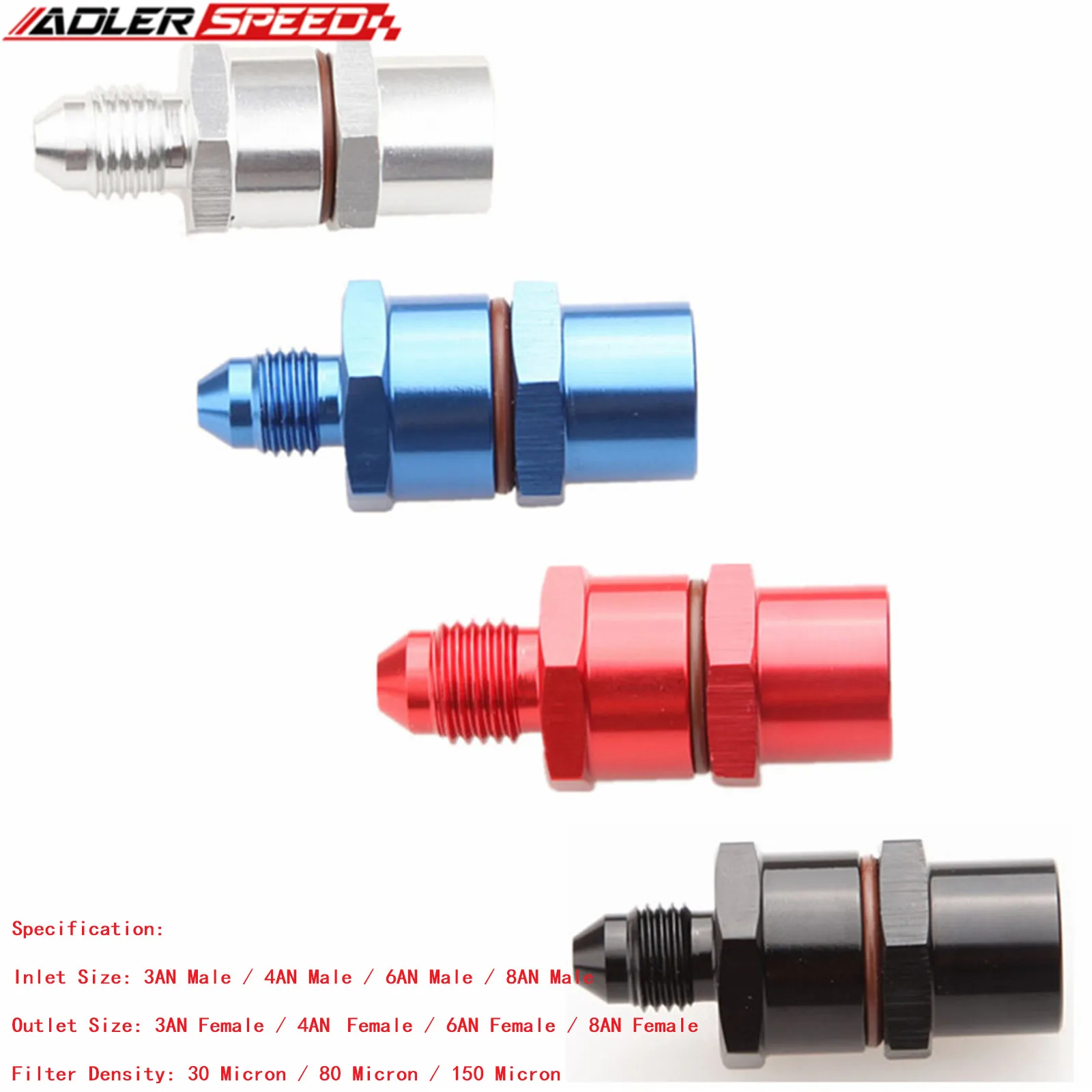 AN3/AN4/AN6/AN8 Male To AN3/AN4/AN6/AN8  Female High Flow Turbo Oil Feed Line Filter 80 Micron