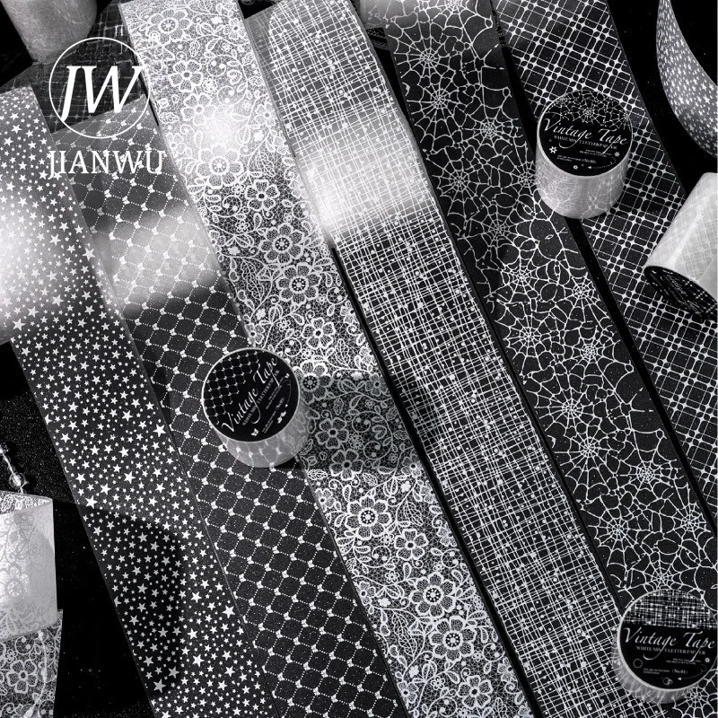 JIANWU 50mm*200cm Vintage Lace Flower Star Pattern Landscape Material Collage Scrapbooking PET Tape Creative Journal Stationery