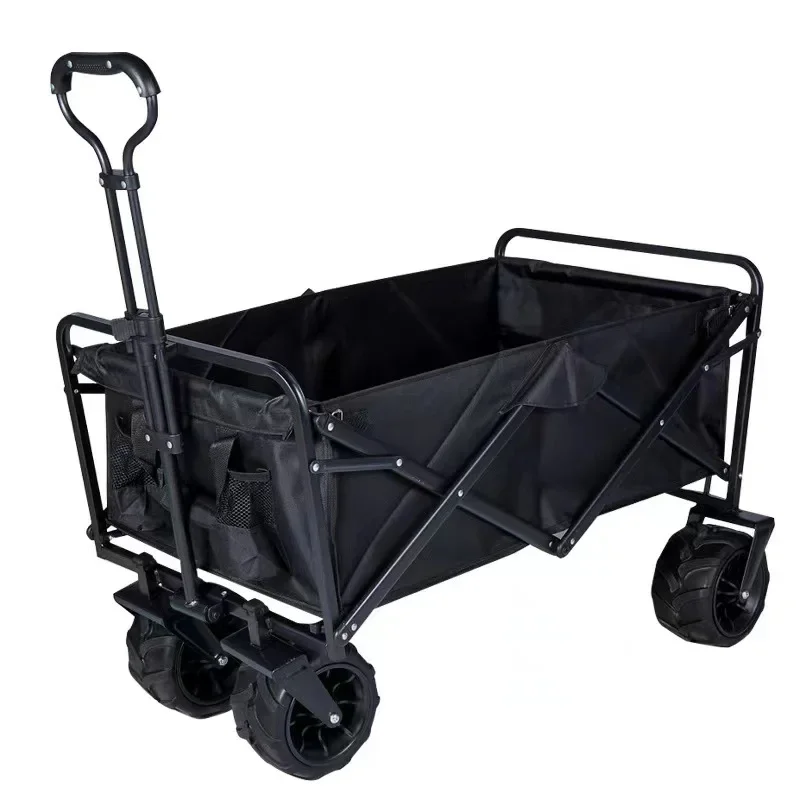 Hand-Held Outdoor Folding Camping Trolley Double Brake Wheel Design Convenient Wide Wheel Camping Trolley Camp Car