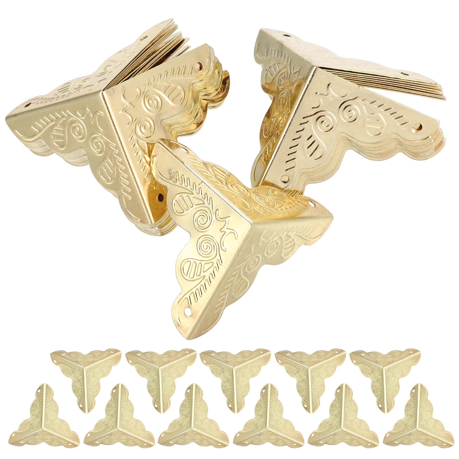 

24pcs Metal Corner Guards Iron Furniture Edge Protectors Decorative Box Guards Wraparound Design Durable For Home