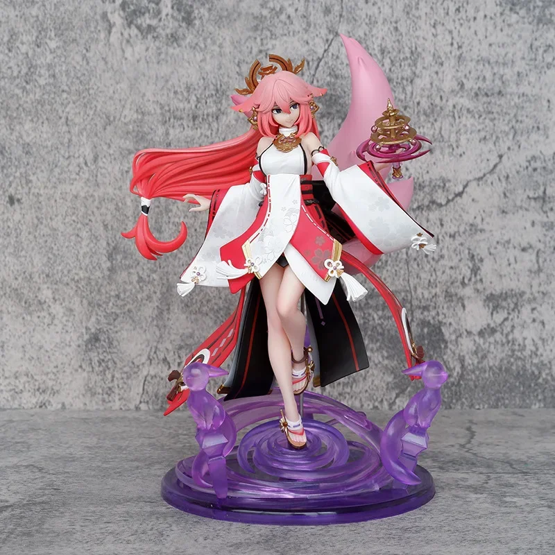 

24cm New Genshin Impact Yae Miko Anime Figure Fox's True Meaning Gk Pvc Action Figure Model Doll Toys Christmas Birthday Gift