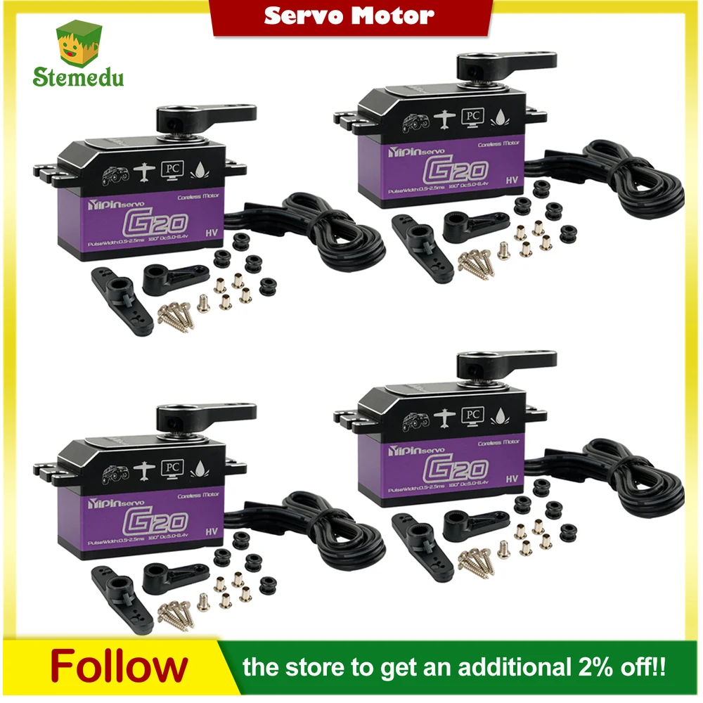 

4pcs 20Kg Short High Torque Digital Servo All-metal Servo 180/270/357/360 Degree Coreless Motor Full Matel Gears Servos 5.0-7.4V