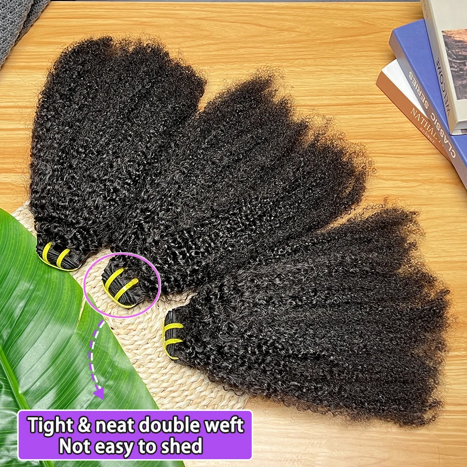 4C Afro crépus bouclés cheveux humains paquets Coily cheveux armure Extensions couleur noire naturelle non transformés cheveux vierges crus pour les femmes