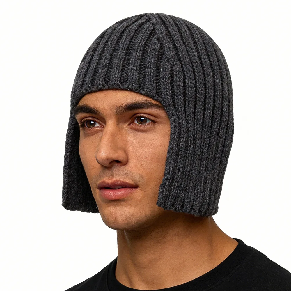 Hot Girl Perücke Strickmütze für Damen, warmer Gehörschutz für Herbst und Winter, Kopfbedeckung, modische Wollmütze im Einkaufsstil – Detail 3