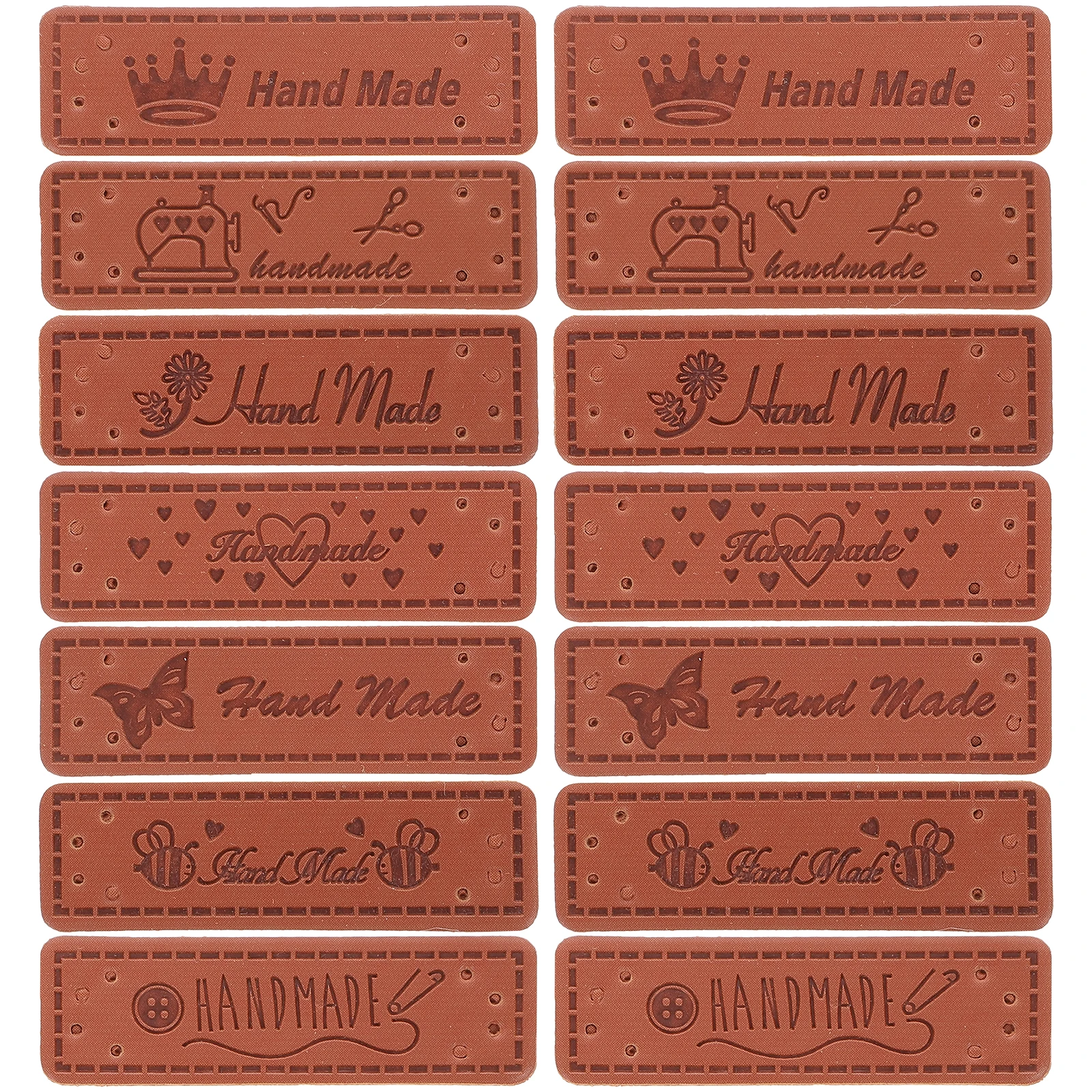 

140pcs H made Tags PU Labels Embossed Crochet Accessories Durable Classic Color Chic Patterns Long Lasting
