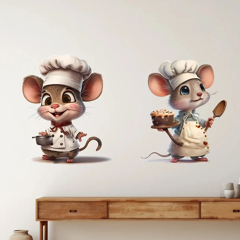 الكرتون الشيف ماوس مضحك ملصقات جدار غرفة المعيشة الديكور مقاومة للخدش غرفة نوم الشارات مقاوم للماء الدرج ديكور المنزل