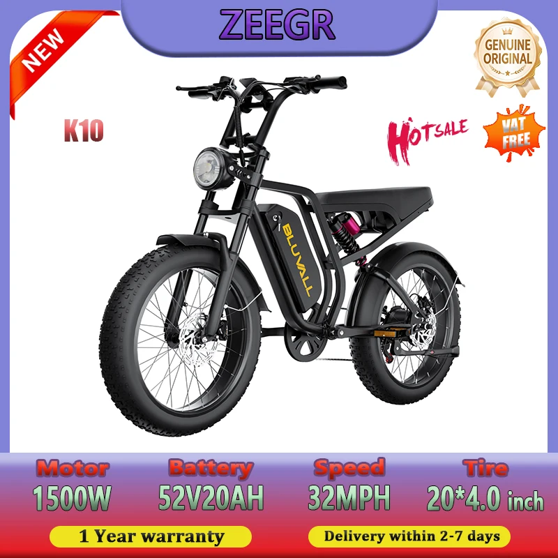 

ZEEGR SU8 Electric motorcycle 1500W Motor 52V20AH Full suspension Hydraulic brake Electric Bicycle All terrain Motorcycle Adult