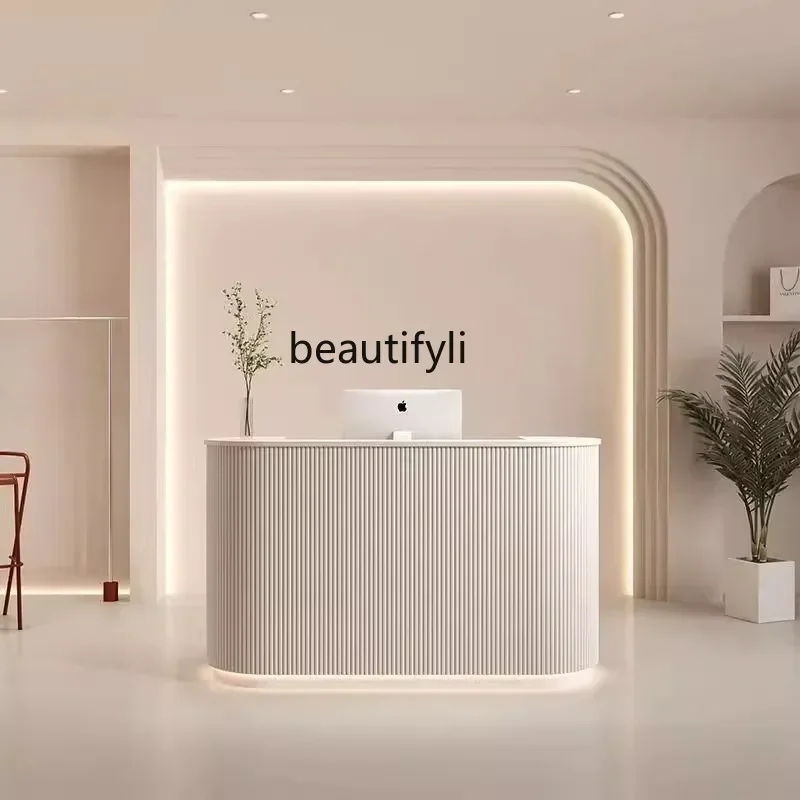 182C Modern minimalist dentistry curved dental hospital reception desk hospital checkout page paint bar table company front desk