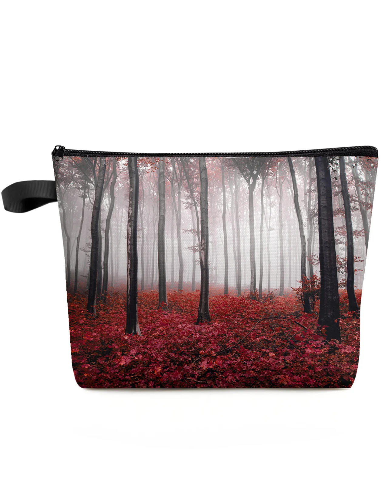 Autumn Forest Maple Leaves Red Makeup Bag Pouch Travel Essentials Lady Women Cosmetic Bags Toilet Organizer Storage Pencil Case