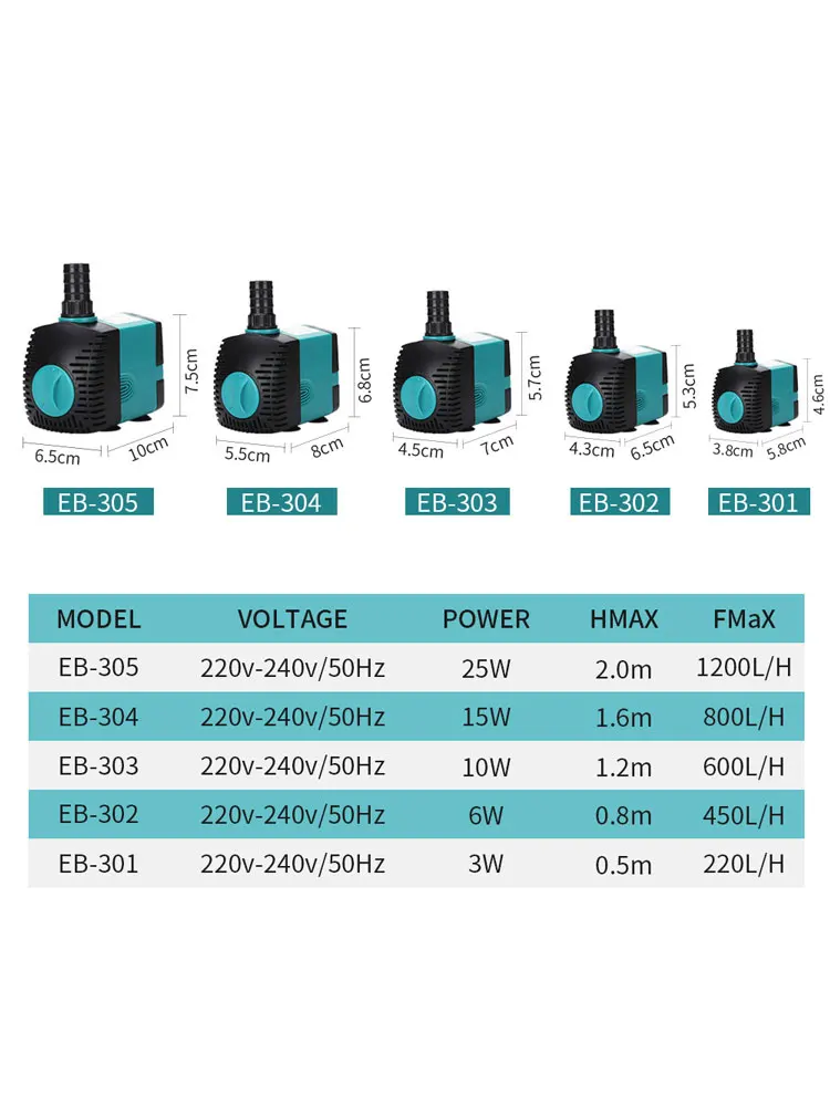 HOWHI 3-35W Silent Submersible Fountain Pump Filter Fish Pond Aquarium Water Pump Fish Tank Fountain 220V-240V European Plug