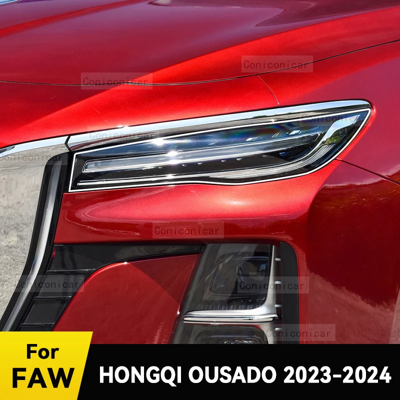 For FAW HONGQI OUSADO 2023 2024 Car Headlight Protective Cover Film Front Light Transparent TPU Headlamp Accessories