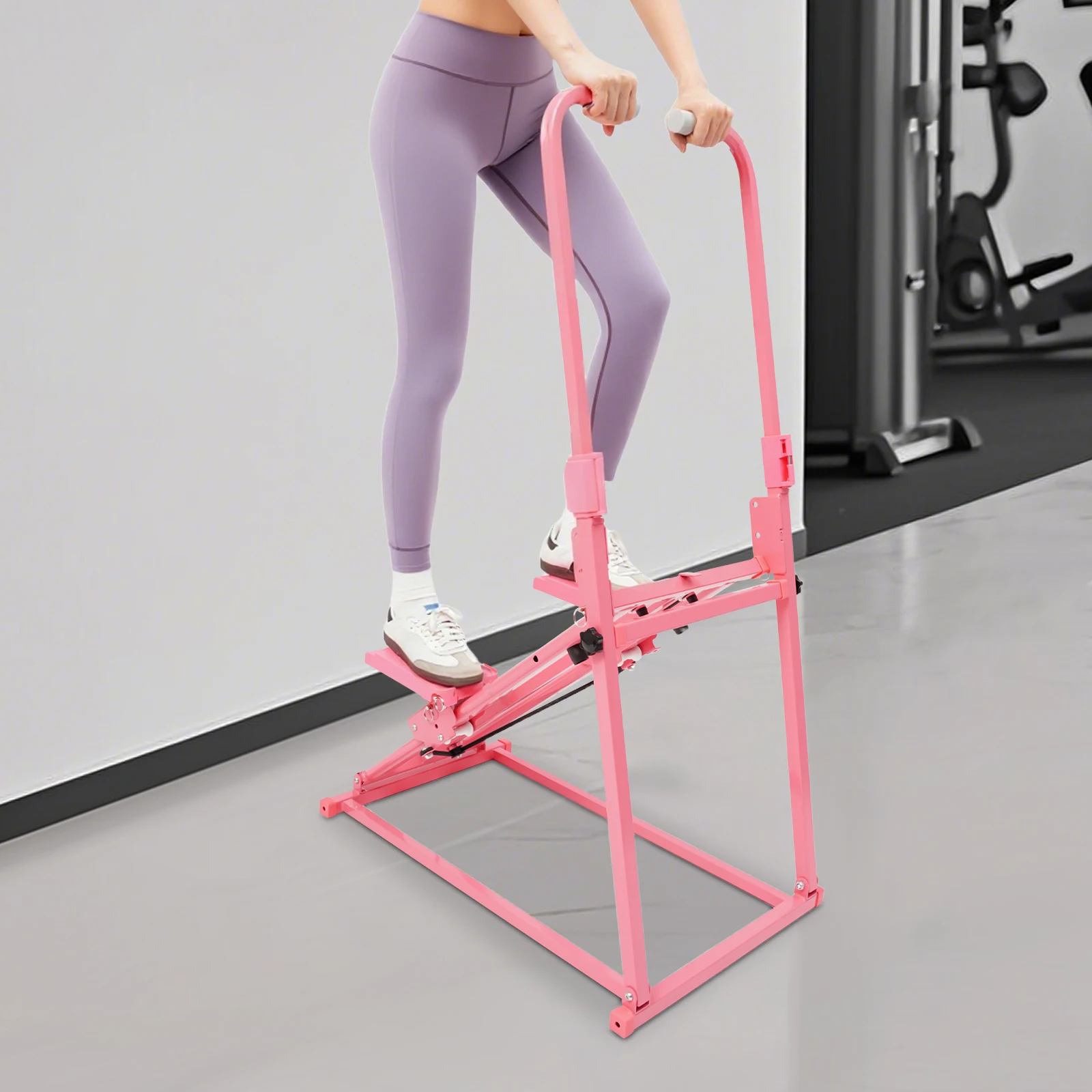 Treppensteiger Fitnessgerät Stairmaster für Zuhause, Faltbarer Stepper mit Haltegriff, Verstellbare Griffe, Stufen & Pedale, Tre