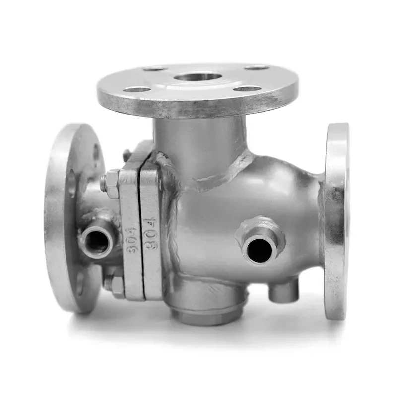 BQ45F-16P insulated jacket three-way ball valve LT type stainless steel 304 flange cast steel soft hard seal high temperature