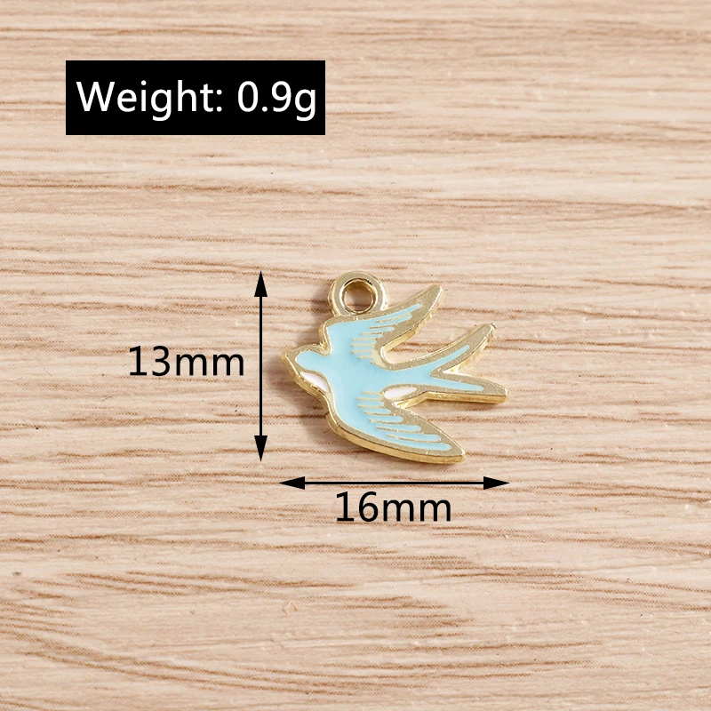 10pcs 16x13mm Cute Enamel Animal Swallow Charms for Making DIY Earrings Pendants Necklaces Handmade Bracelets Jewelry Findings