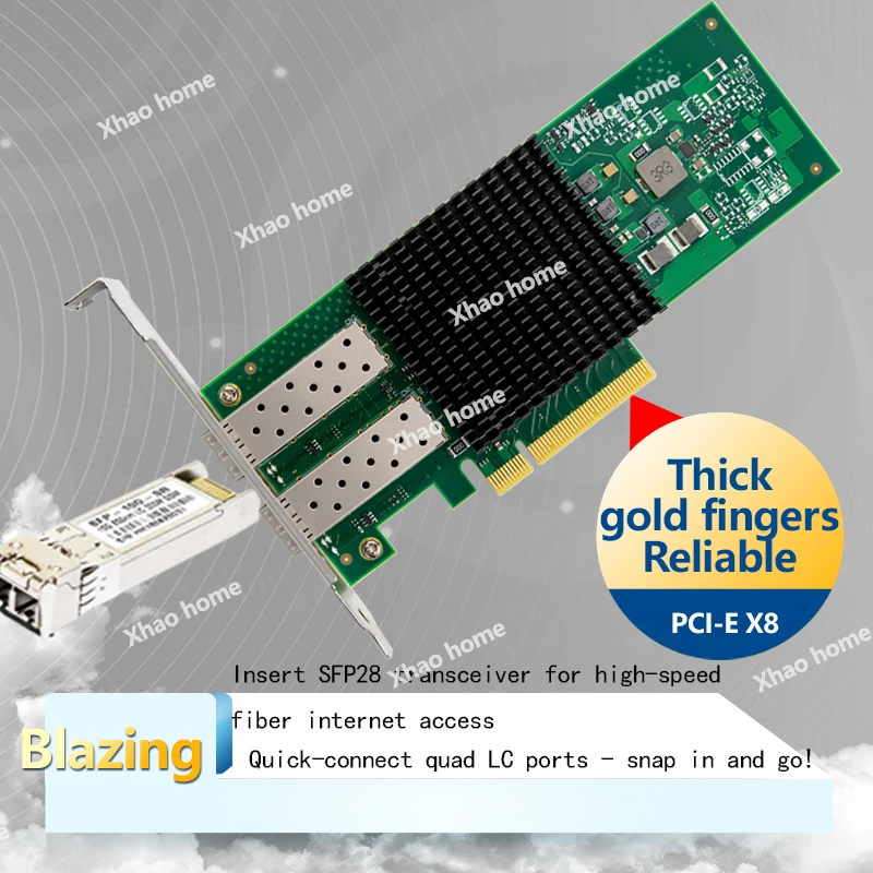 BCM57414 Dual-Port 25G SFP28 PCIe Fiber Network Card Industrial Grade 25000Mbps Server NIC for Workstations & Data Centers