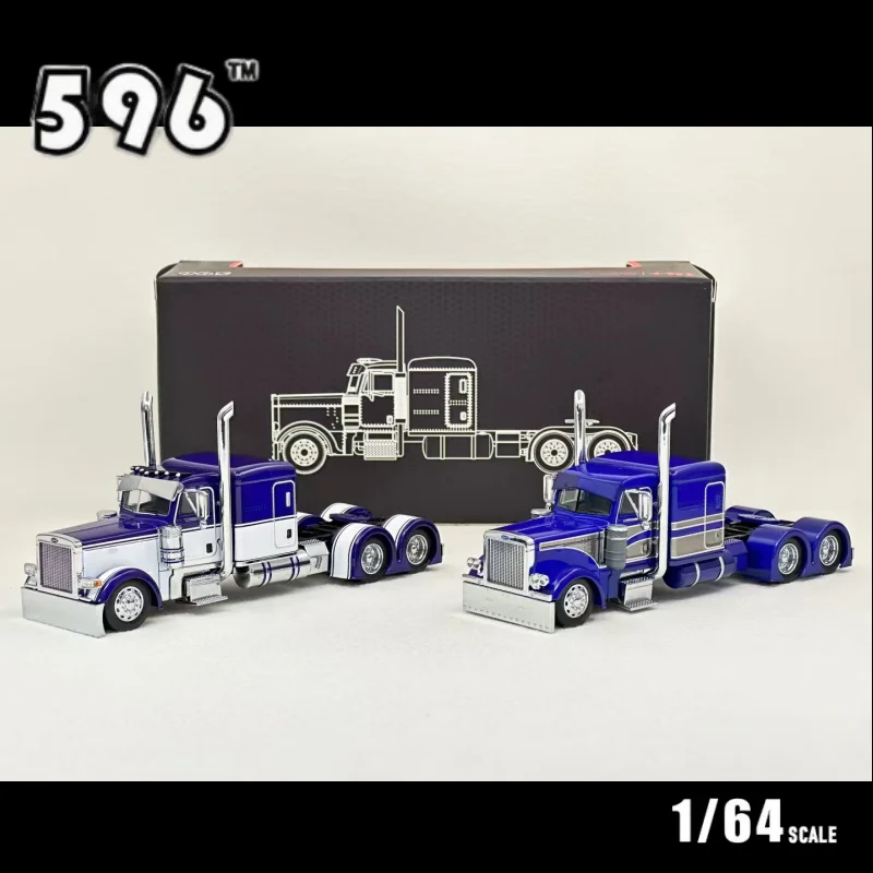 1-64-peterbilt-truck-596-trailer-head-alloy-miniature-simulation-car-model-collectible-display-item-genuine-in-stock