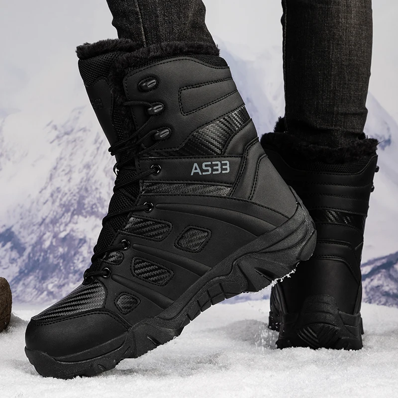 Size 36-47 Unisex Snow Boots Outdoor Off-Road Long Boots Dirt-Resistant Women Mid-Calf Boots Khaki Waterproof Winter Warm Shoes