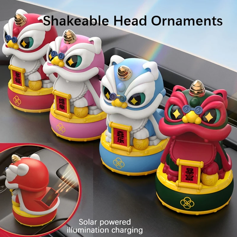 

Mascot Ornament Chinese Style Lucky Dancing Lion Model Solar Powered Home Decoration Holiday Gifts Bring Wealth Good Fortune