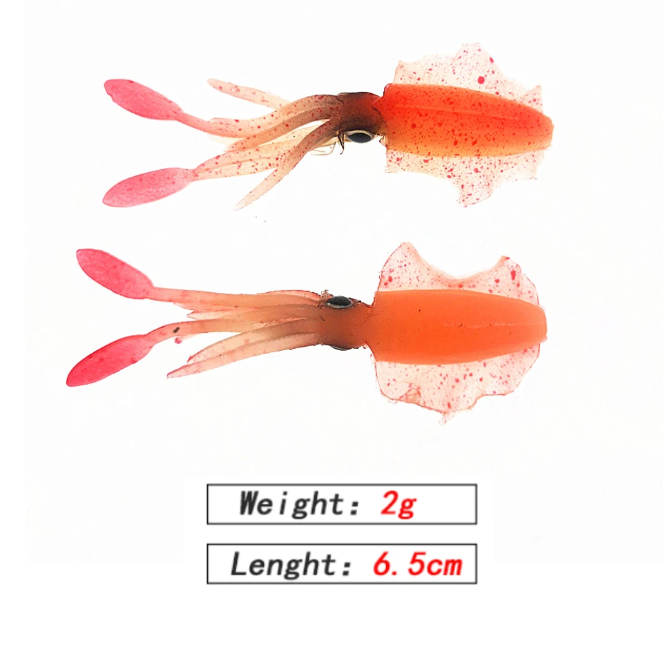 MUKUN 4PC 2g 6.5CM Luminous  Squid Jig Soft Squid Fishing Trolling Lure For Sea Fishing Boat Fishing Wobblers Bait Rockfishing