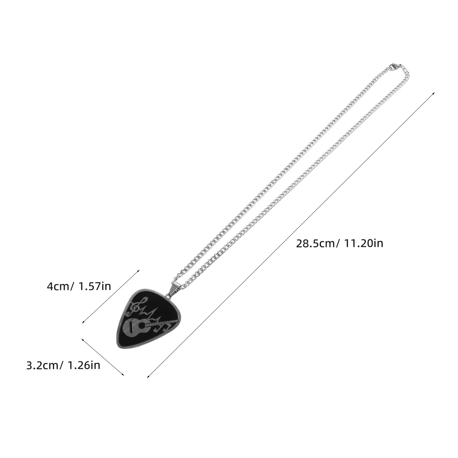 Stainless Steel Black Guitar Pick Music Note Pendant Necklace Electric Guitar Jewelry Accessory for Musicians Daily Wear Stage