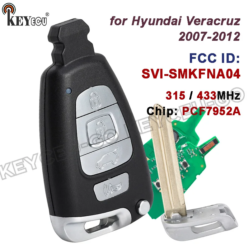 

KEYECU 315MHz 433MHz PCF7952A SVI-SMKFNA04 95440-3J600 95440-3J500 / 3J501 for Hyundai Veracruz 2007-2012 Smart Remote Key Fob