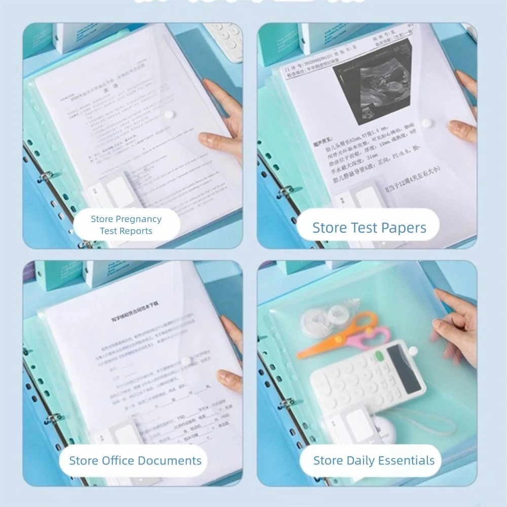 New PP A4 File Folder 3 Hole Dustproof Data Folder Waterproof Large Capacity Document Display Book Office