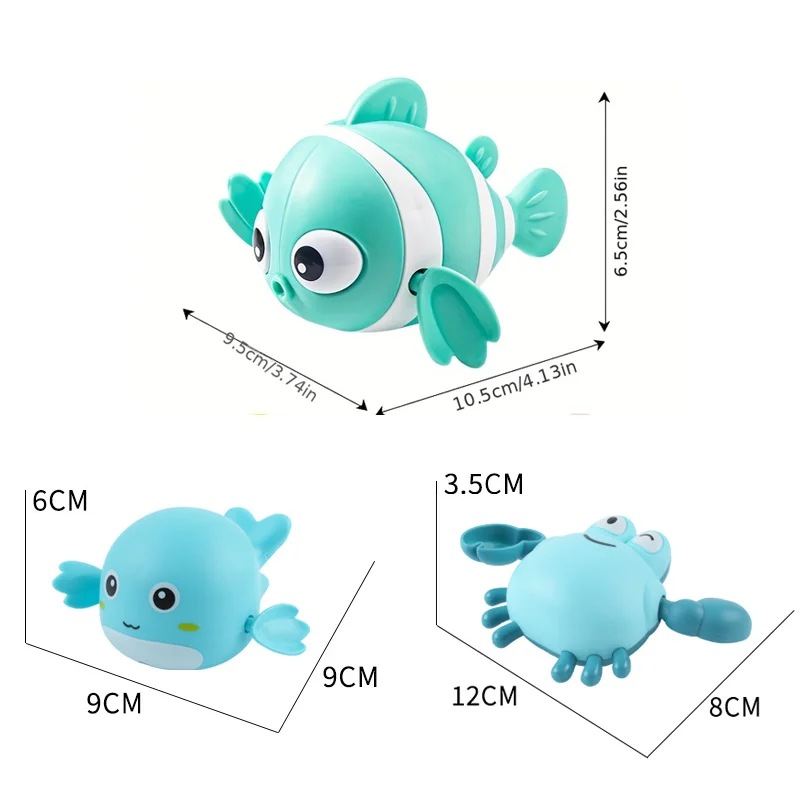 1/3Pcs Fun Bath Toy Animal Clockwork Bathtub Swimming Pool Toy For Toddlers Baby Playing Water Clownfish Crab Dolphin Bath Toys