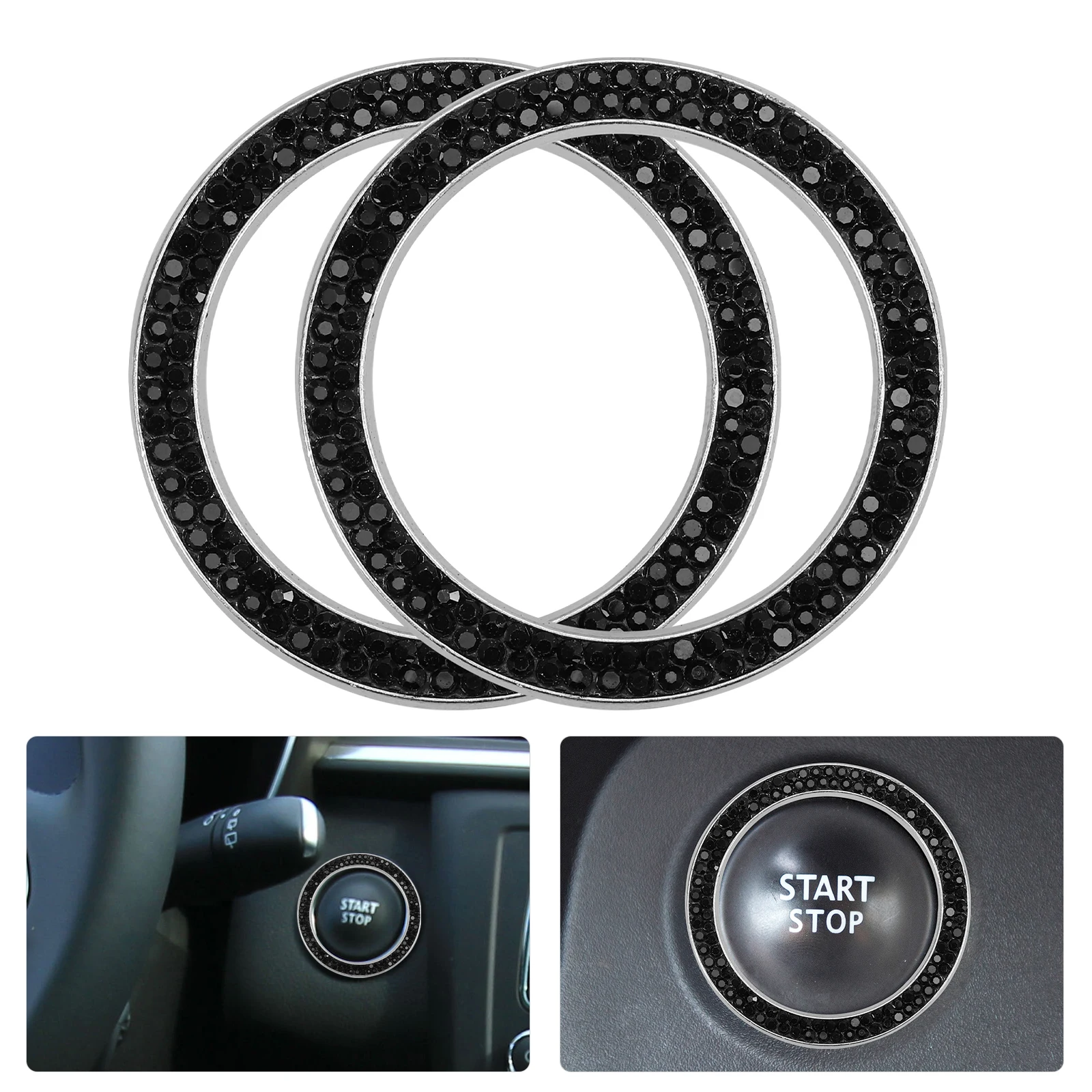 

Black Ignition Button Bling Push Start Cover Button Cover Push Start Accessories Engine Stop Decor