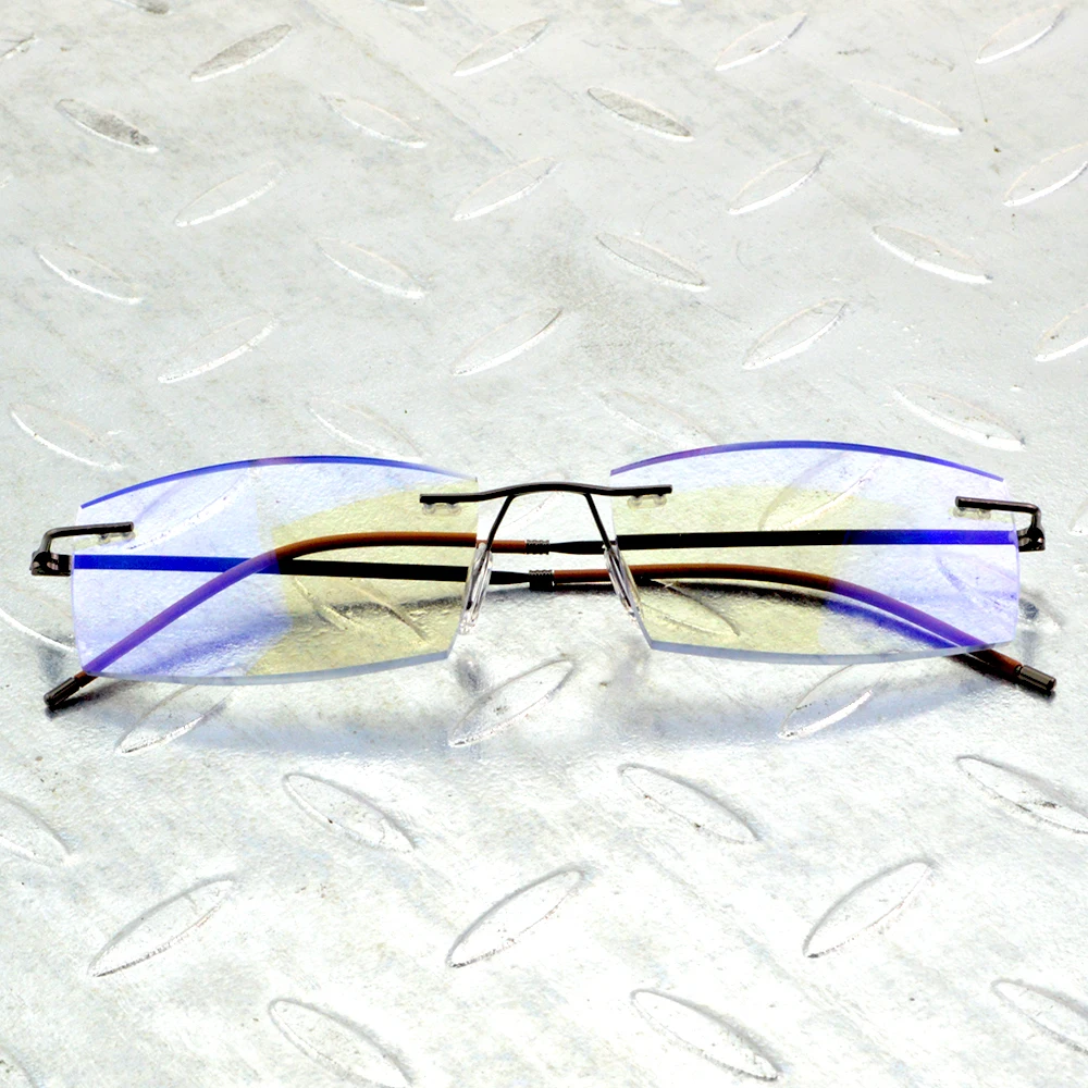 Stop tytanu 15 warstw powlekane medyczne silikonowe noski antypoślizgowa świątynia Rimless rama okulary do czytania + 0.75 + 1 + 1.25 do + 4