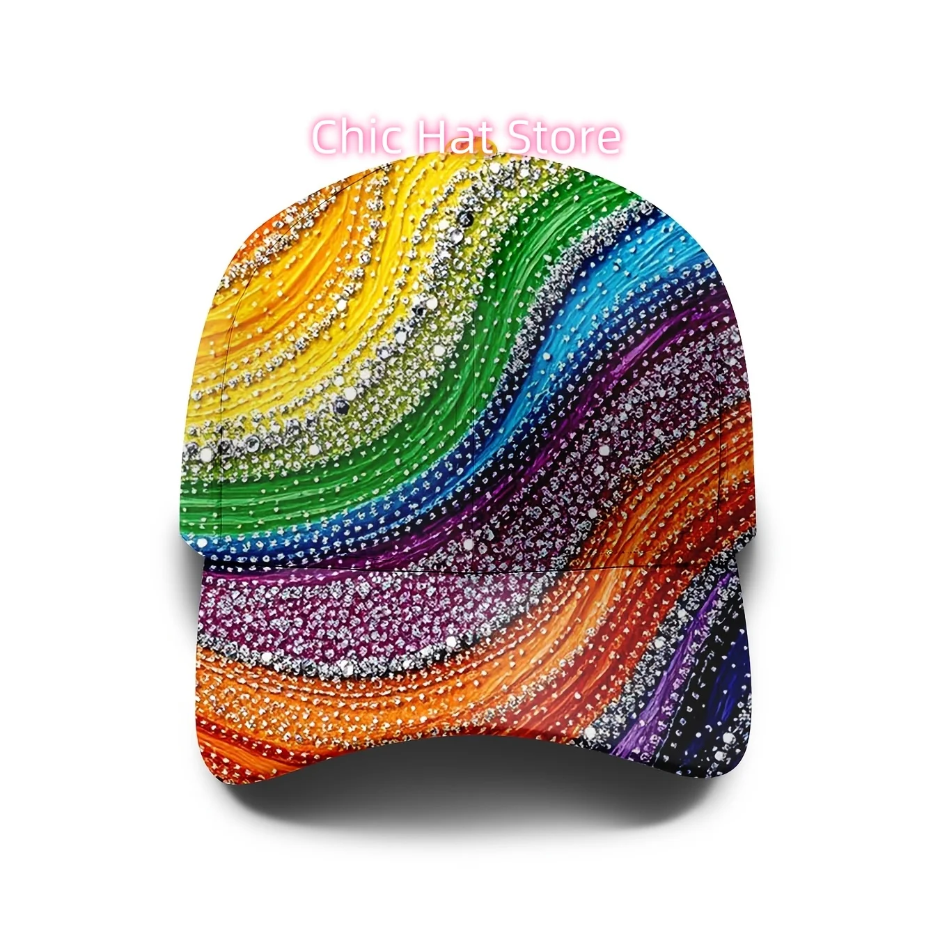 Rainbow Gradient Wave-printed Baseball Cap, Colorful Art Pattern Hat, Trendy Street Style Cap, Adjustable for Men And Women, Sui