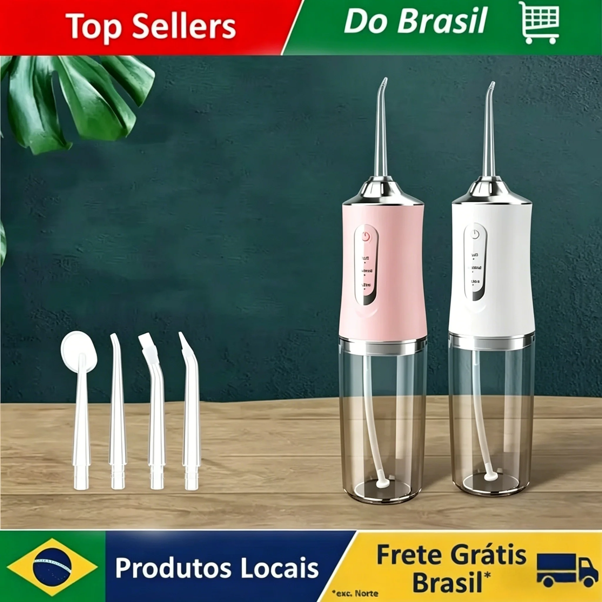 Irrigador Bucal Elétrico com 5 Modos, 360 ° Irrigador Oral com Controle de Pressão Inteligente e Bico Rotativo para Limpeza Completa da Boca