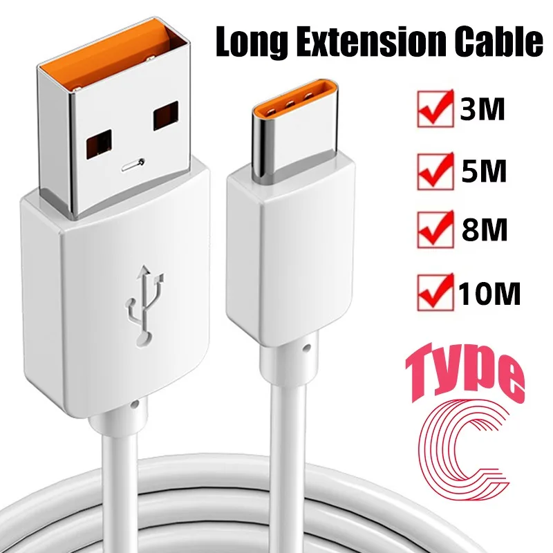 1m-10m Ultra Long Data Cable Fast Charging USB To Type C Data Line for Xiaomi Huawei Oppo Vivo Camera VR Android Phone Data Line