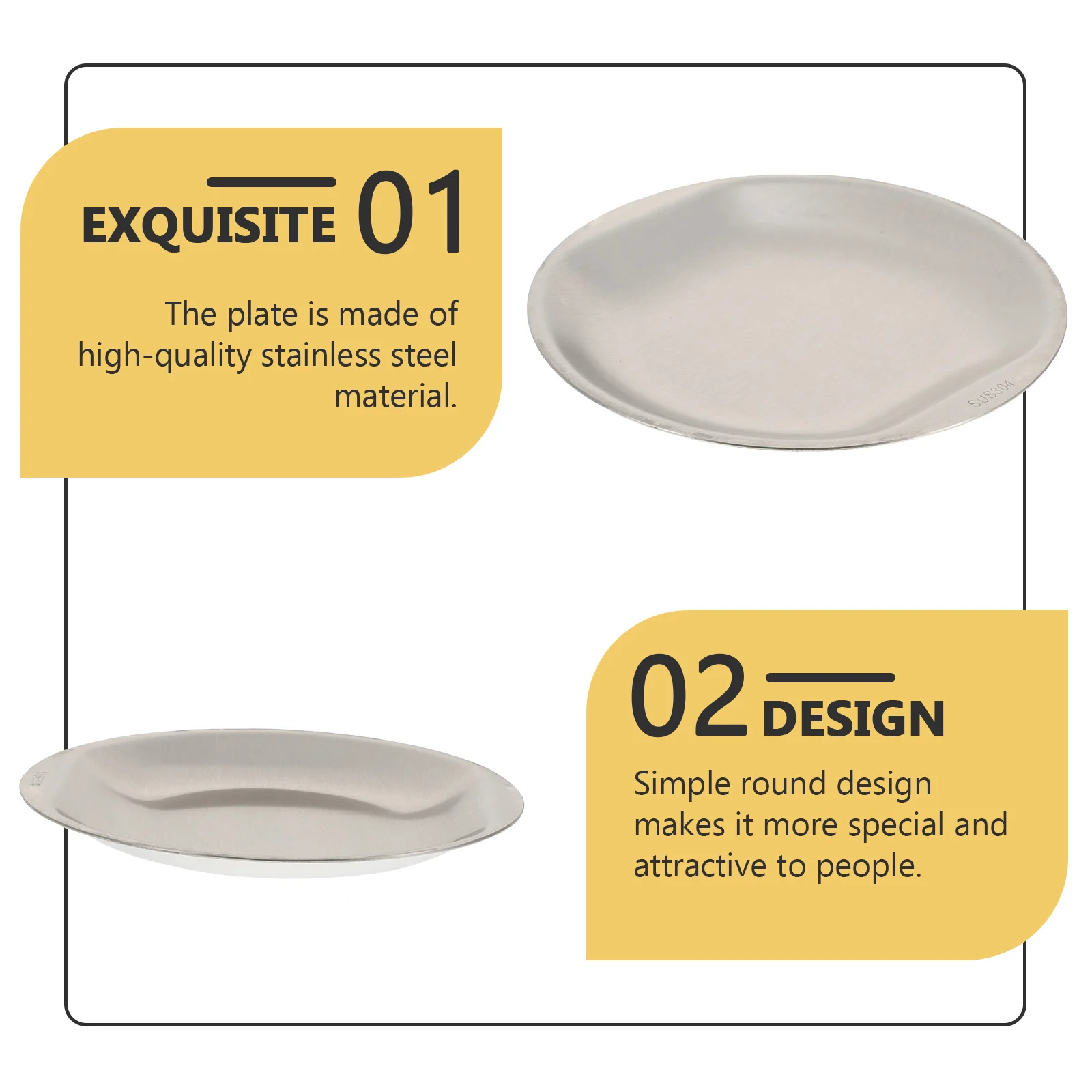 

Korean Snack 304 Stainless Steel Food Disk Shallow Child Pie Tray Dinnerware Meat Tray Set Easy Clean Party Use