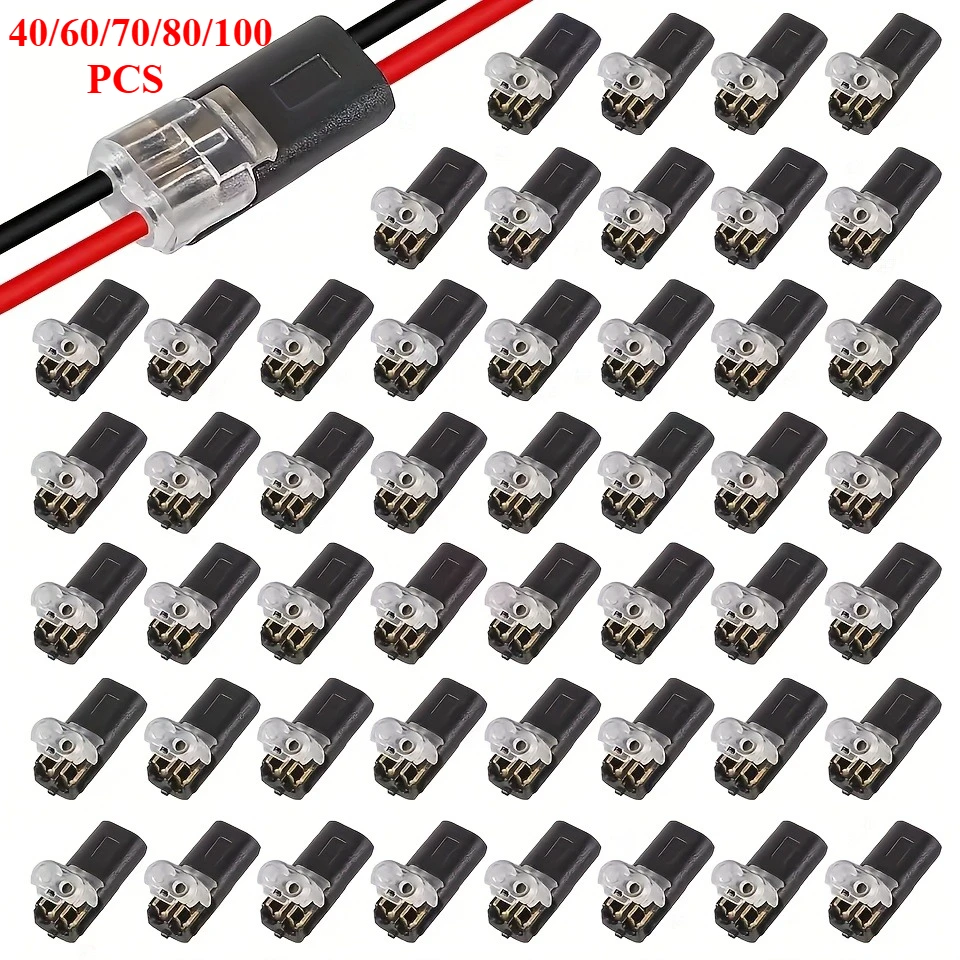 40/60/70/80/100PCS H-Type MiniD2 Quick Connect Push-in Double Wire Locking Plug-in Connector Terminal Insertion Clip Connector