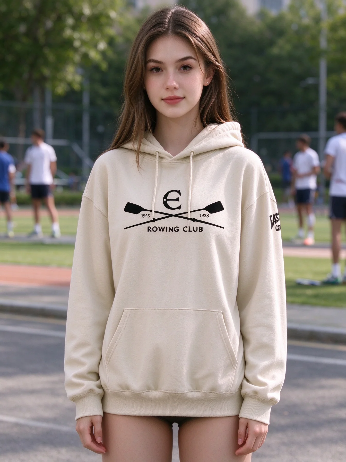 Crew Girl Hoodie Easton Crew Rowing Team Graphic Sweatshirt Winter Warm Casual Long Sleeve Pullovers with Hooded Women Men Tops