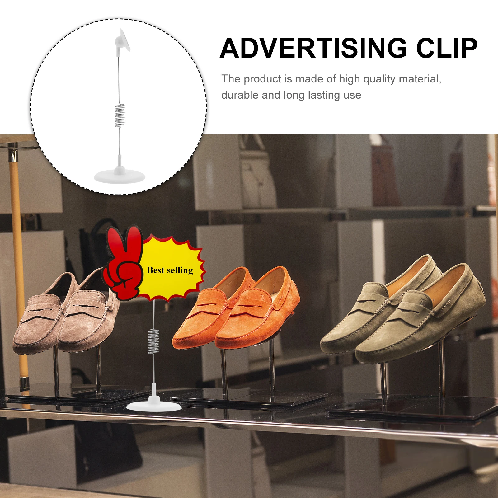 5-delige Spring Rocker Sign Prijskaartjehouder Zelfklevende labelstandaard Supermarkt Retail Display Rack Eenvoudige ronde plaatstandaard