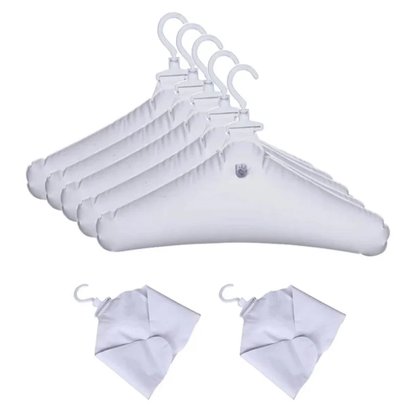5pcs/Pack Inflatable Clothes Hanger Foldable Creative Hanger No Trace Rotatable Home Travel Portable Clothing Storage Rack
