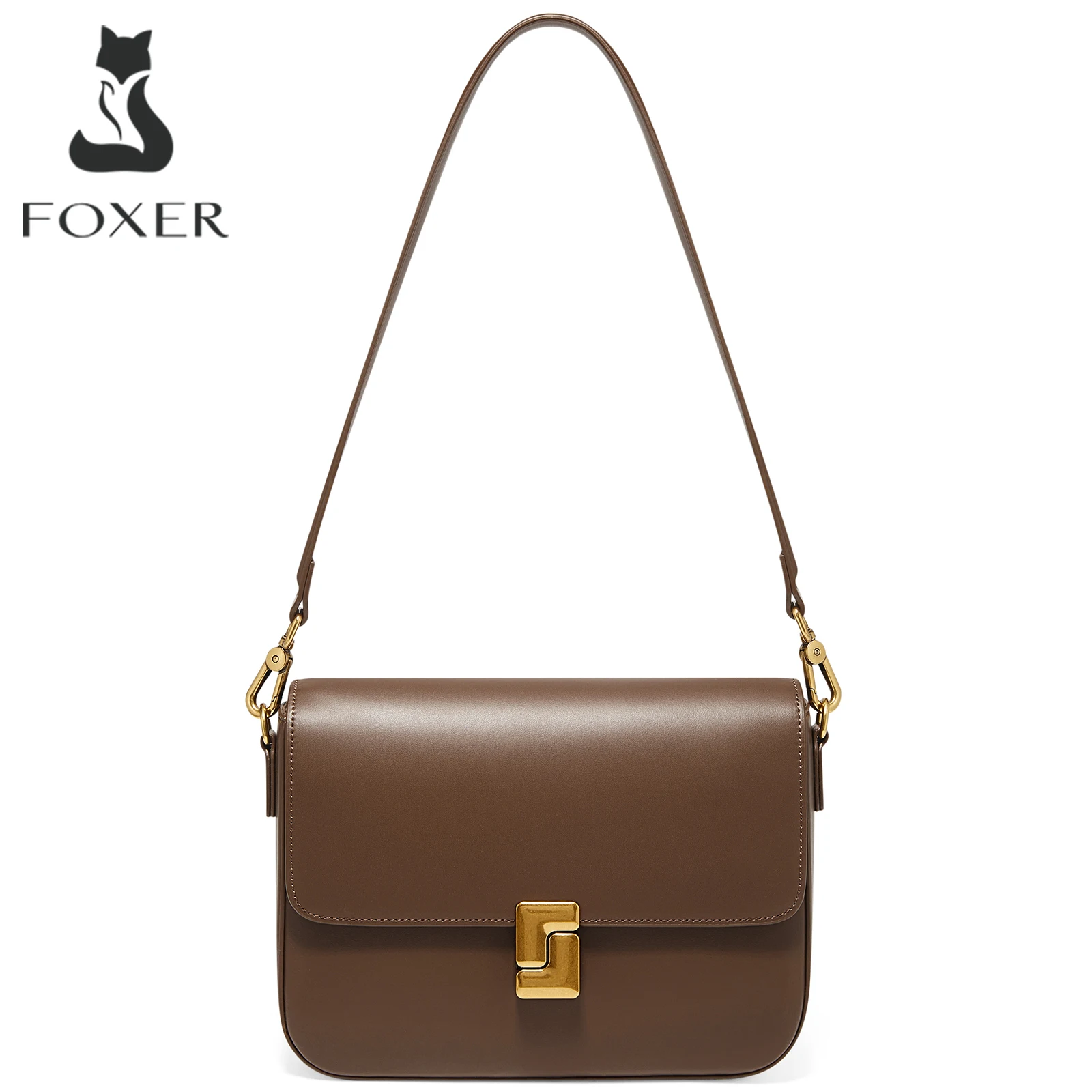 FOXER Nowa Damska Torba na Ramię ze Skóry Dwoinowej Klasyczna Modna Kwadratowa Torba Lekka Luksusowa Damska Torba Crossbody Prezent dla Kobiet