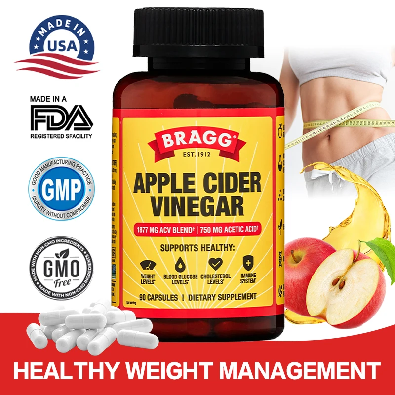 Bragg Apple Cider Vinegar - Vitamin D3 & Zinc - 750 Mg Acetate - Immune & Weight Management Support