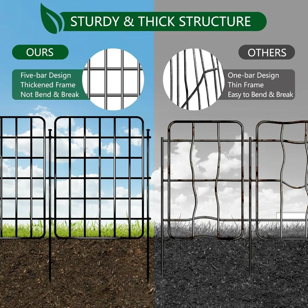 30ft x 17in No Dig Garden Fence, 28 Panels Rustproof Metal Border for Flower Bed, Yard, Pet Barrier view 4