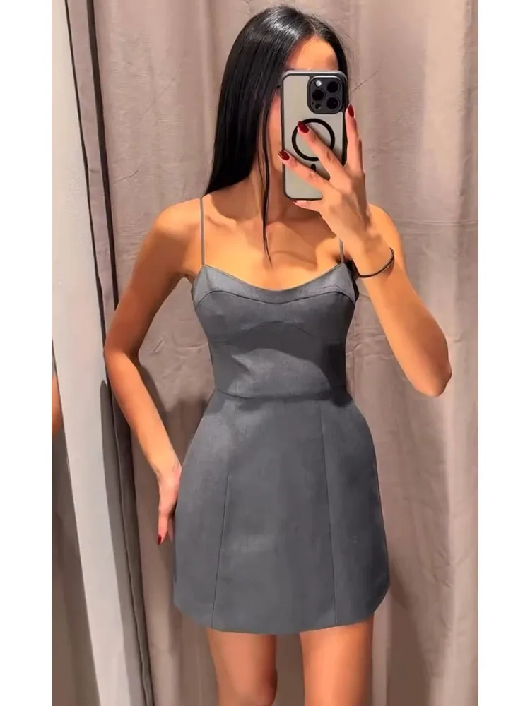 HH امرأة ربيع جديد أكمام سستة تنوعا مثير عارية الذراعين بلون الحمالة تنورة الإناث عارضة أزياء حزب تنورة #1