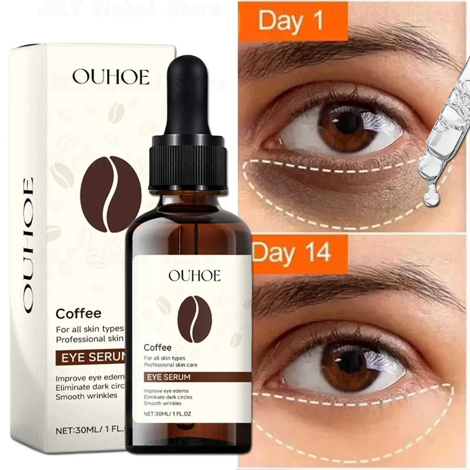 

Remove Dark Circles Eye Serum Collagen Lift Firming Eye Wrinkle Antil-Puffiness Eye Bag Fade Crow's Feet Coffee Beauty Skin Care