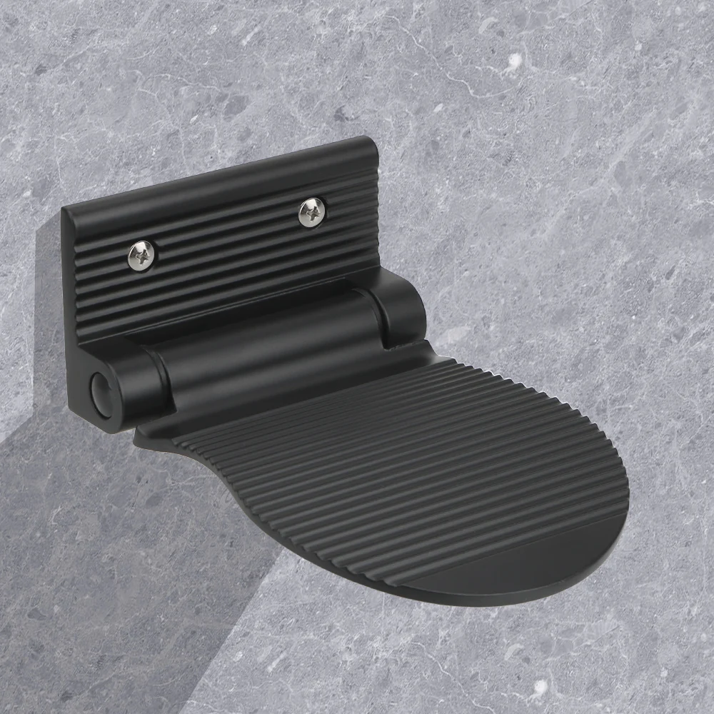 

Bathroom Rest Pedestal Wall Mounted Shoe Shine Pedal Black/Silver Aluminium Alloy Anti-slip Footrest Shower Footstool