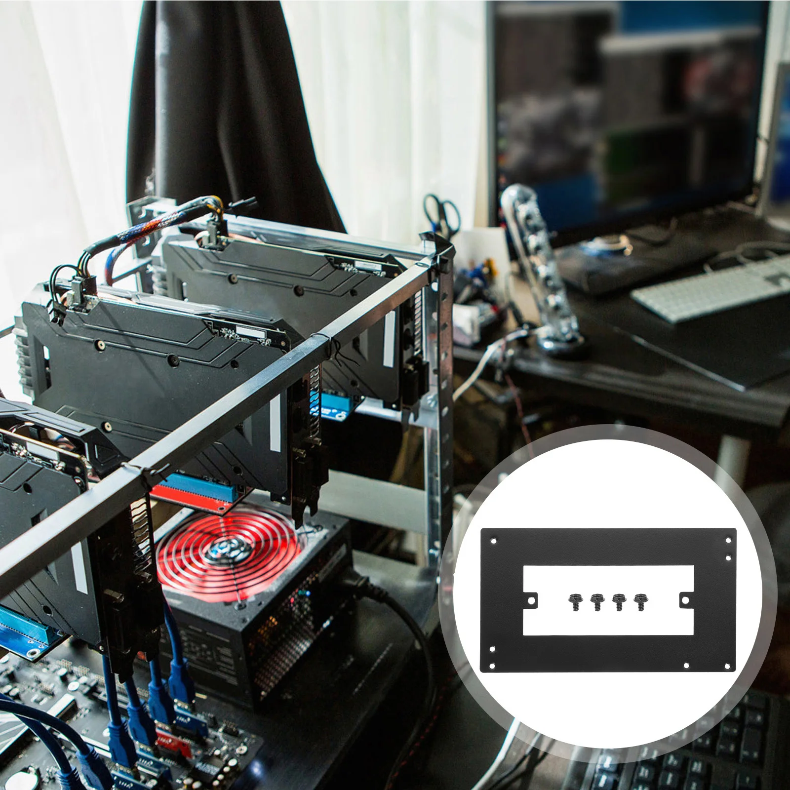 

Aluminum Atx to Bracket Durable Mounting Bracket Power Adapter Baffle Computer Case Converting Frame