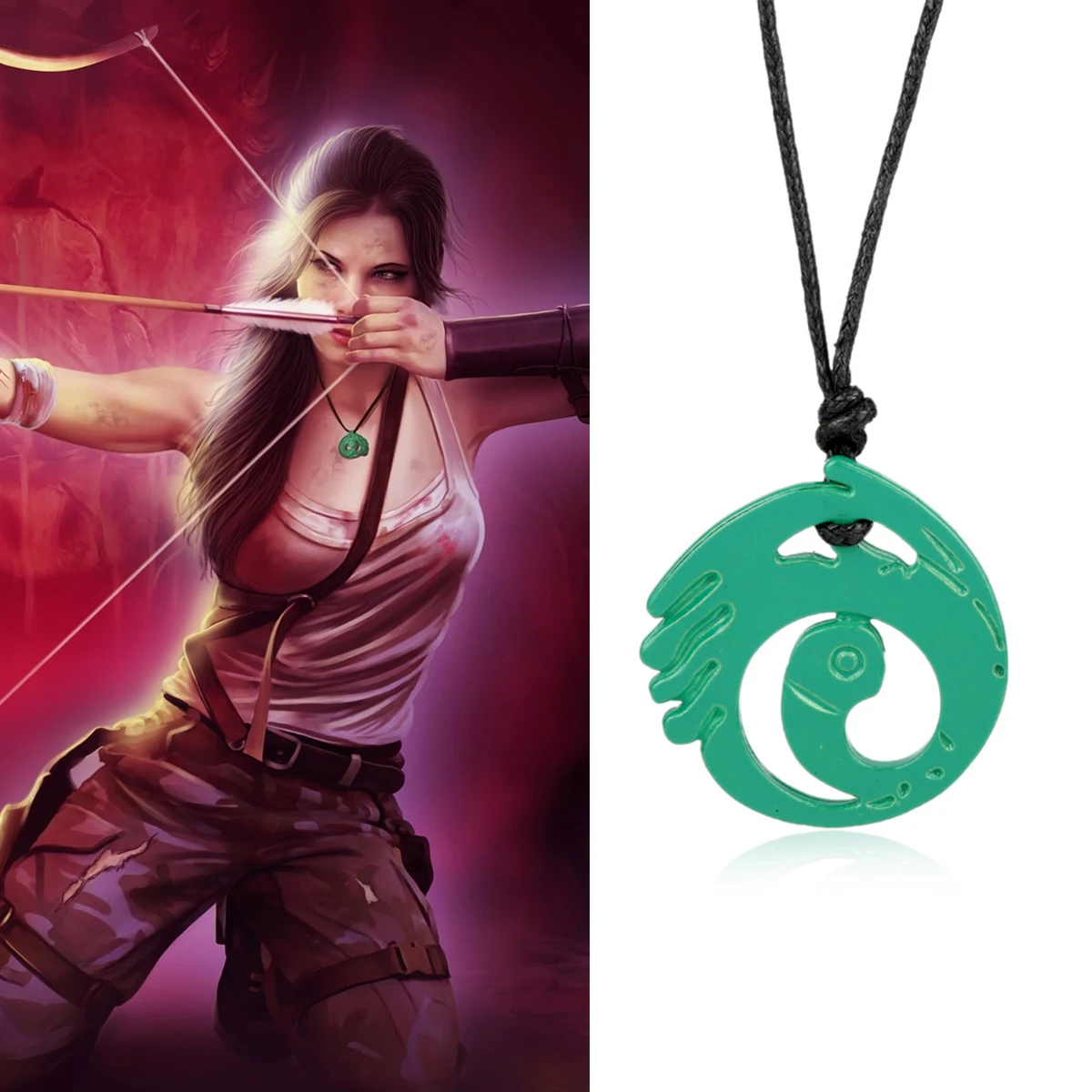 Juego Tomb Raider Lara Croft colgante collar Unisex ajustable suéter cadena joyería de moda accesorios Cosplay accesorios regalo