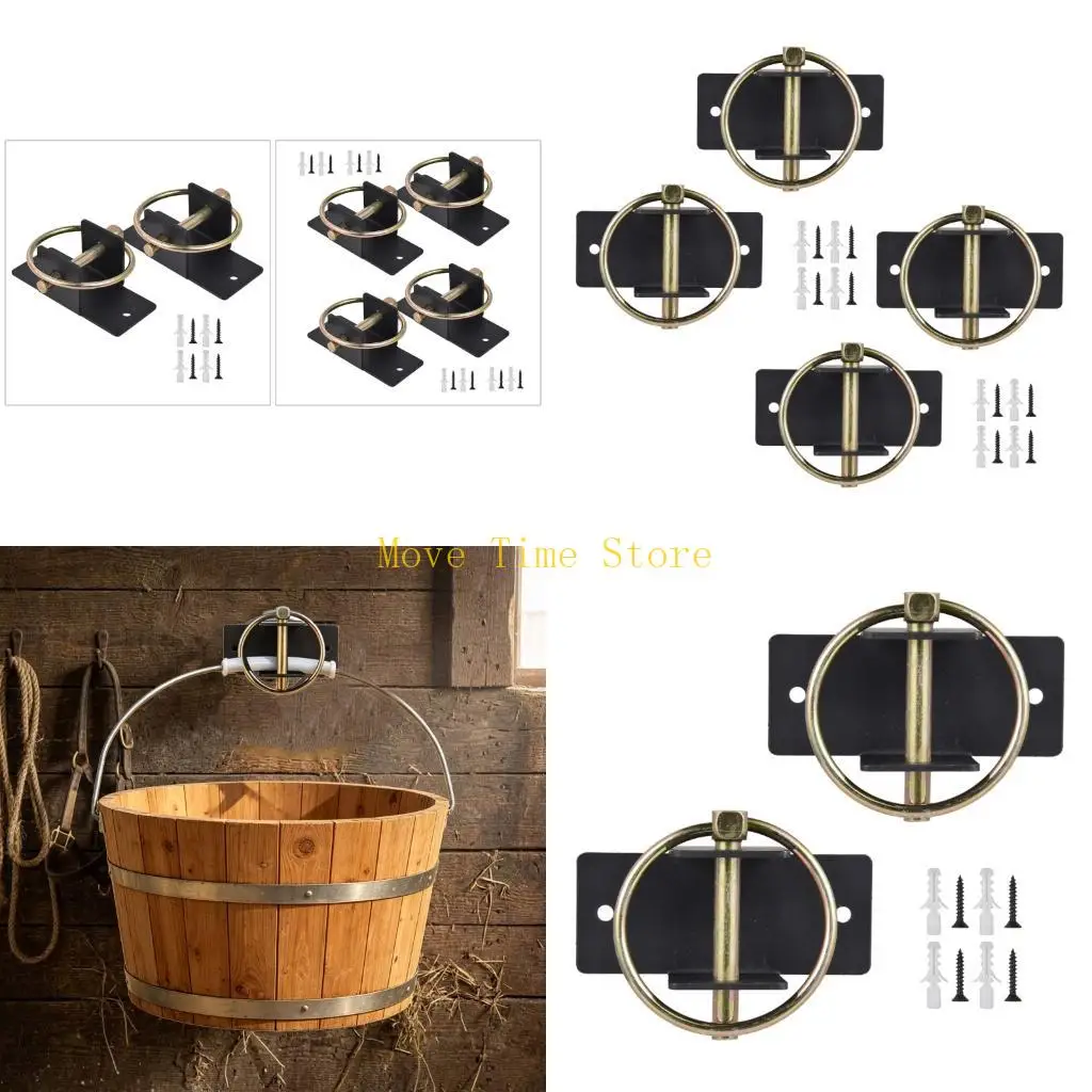 92me-2-個防錆スチールバケツホルダー動物納屋牧草地機器用